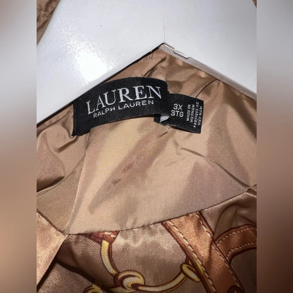 $290 NWT Lauren Ralph Lauren Women's Camel Brown Hooded Quilted Coat Plus Sz 3X - Picture 9 of 12